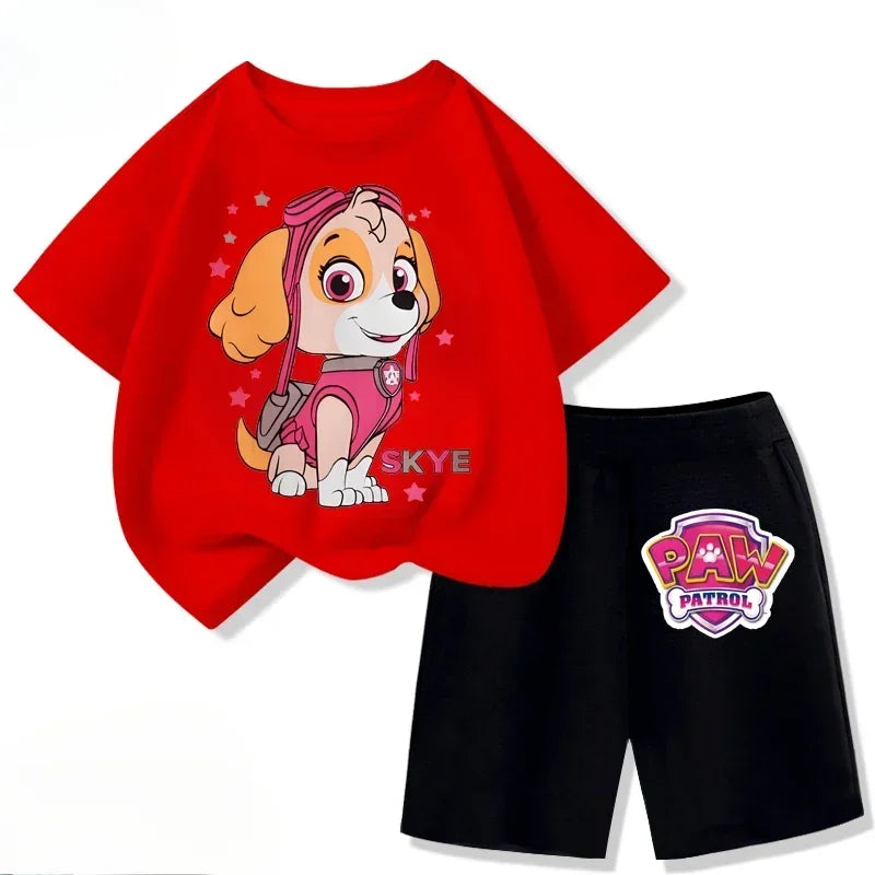 PAW Patrol Girls Summer Outfit Set — Short Sleeve Top & Shorts 2-Piece Casual Set