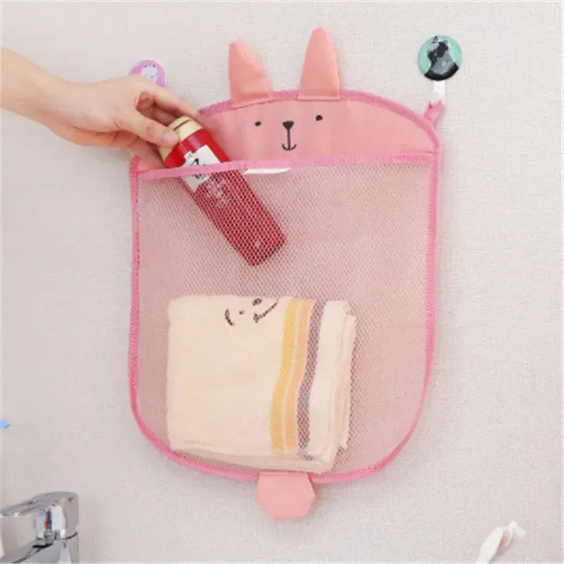 Baby Bathroom Mesh Bag with Sucker for Children Toys Kid Bathtub Doll Organizer Cartoon Animal Shapes Cloth Toys Storage Net Bag
