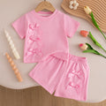Baby Girl Bow Summer Set — Short Sleeve Top & Shorts 2-Piece Beach Outfit Ages 6M–3Y