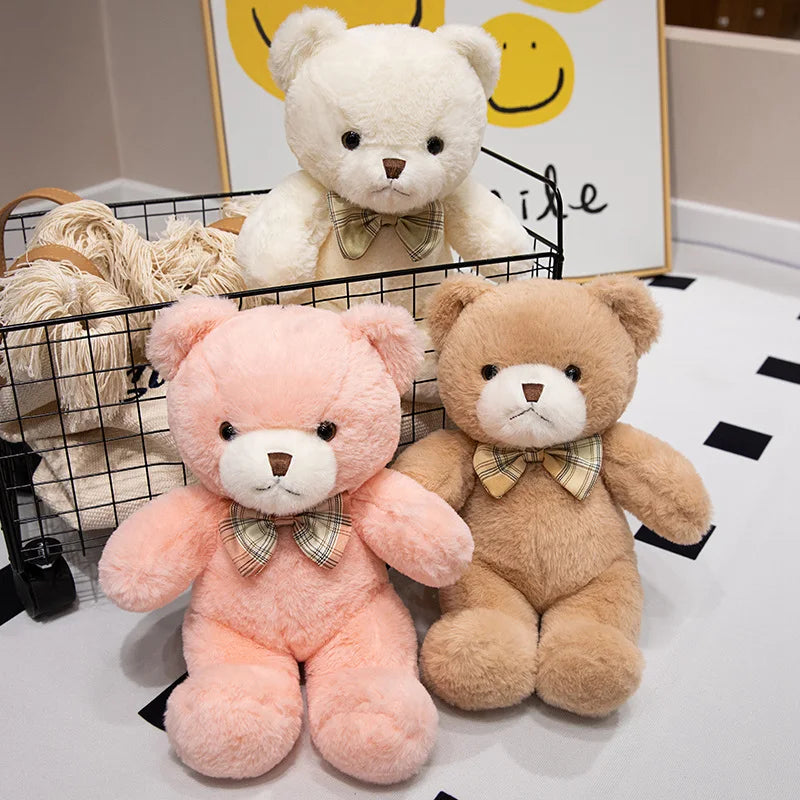 Kawaii Bow Tie Teddy Bear Plush Toy 30cm — Soft Stuffed Bear for Kids & Gifting