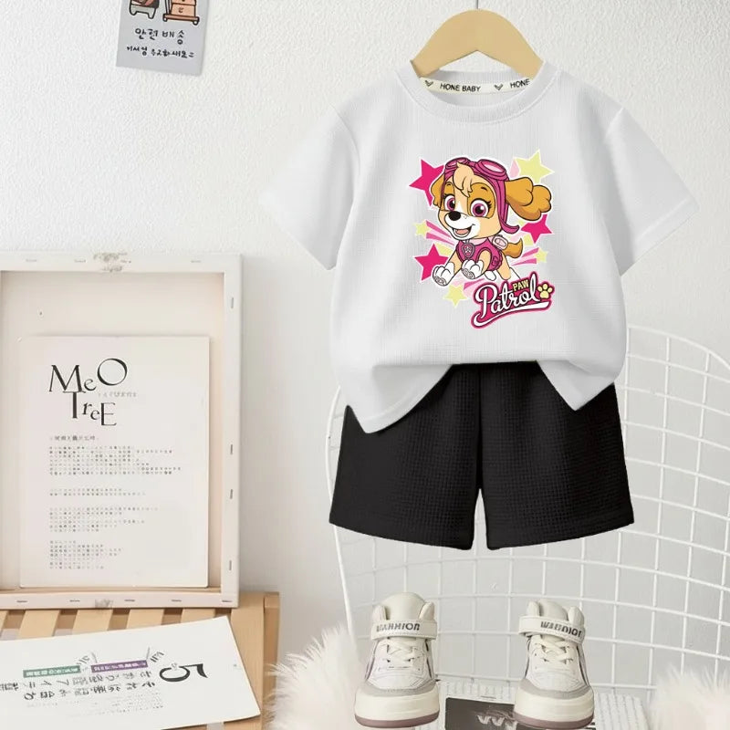 PAW Patrol Girls Casual Shorts Set — T-Shirt & Shorts 2-Piece Summer Sportswear