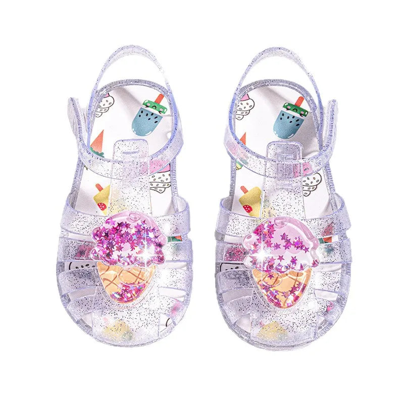 Summer Girls Sandals Cute Fruit Jelly Princess Shoe Children Hollow Out Breathable Beach Sandals Waterproof Anti Slip Kids Shoes