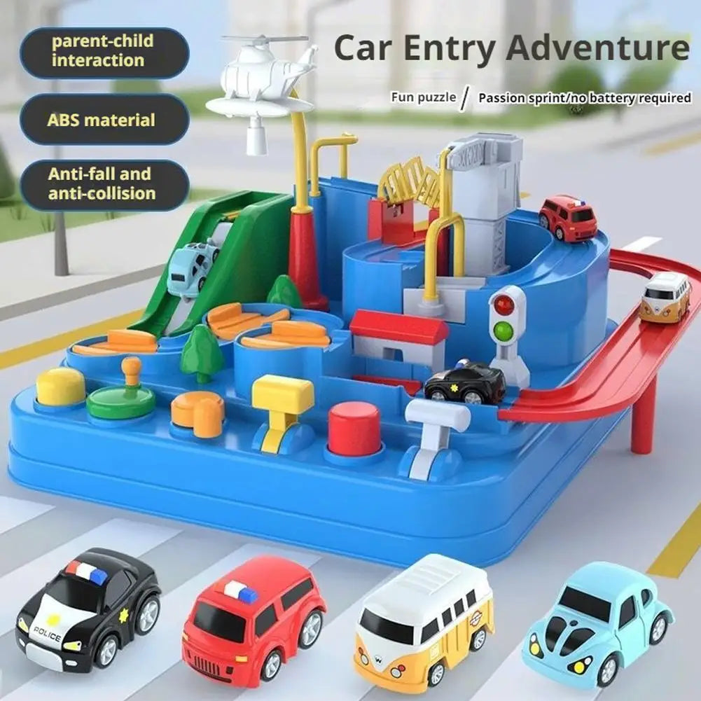 Kids Racing Rail Car Track Set — Space & Animal Adventure Toy