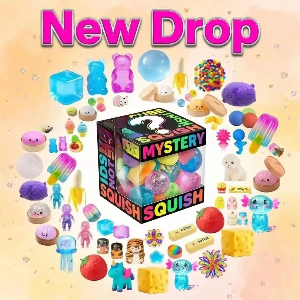 Random Nee Doh Mystery Surprise Box Nice Cube Squeeza Pizza Peace O Cake Jelly Hops Jellyfish Squishy Squeeze Toy Anxiety Relief