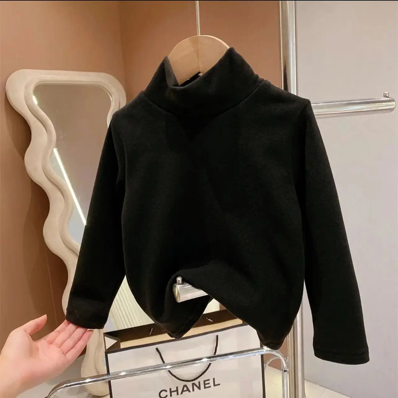 Baby Velvet Warm Long Sleeve Top — Soft Fleece Turtleneck Base Layer for Boys & Girls