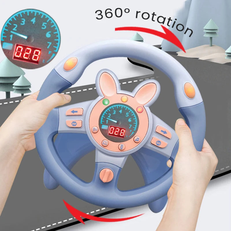 Baby Stroller Steering Wheel Toy — Light-Up Simulation Copilot Toy for Infants