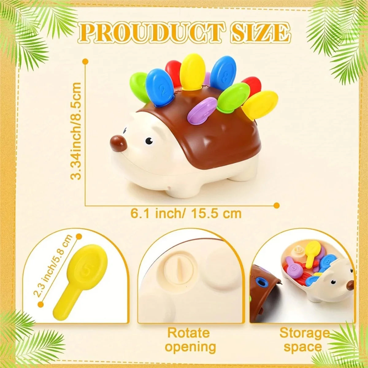 Sensory Hedgehog Cute Animals Toys Toddler Montessori Fine Motor Toys Baby Preschooler Educational Sensory Infant Travel Toys