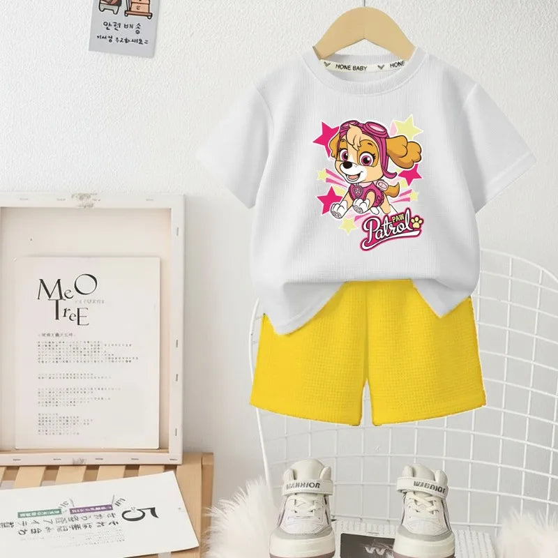 PAW Patrol Girls Casual Shorts Set — T-Shirt & Shorts 2-Piece Summer Sportswear