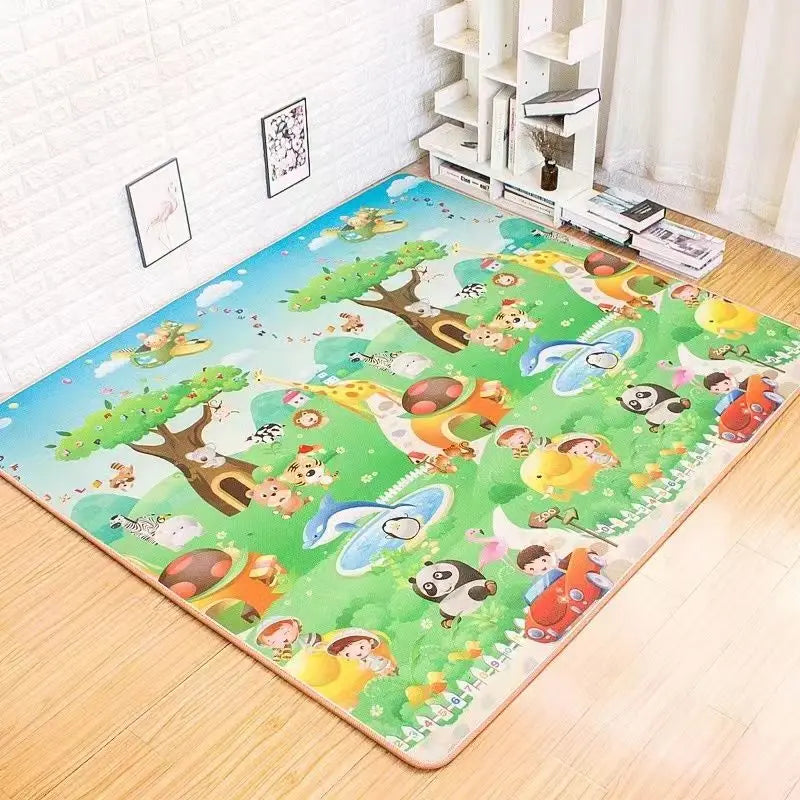 Double-Sided Baby Play Mat — Animal Kids Rug for Crawling & Floor Play