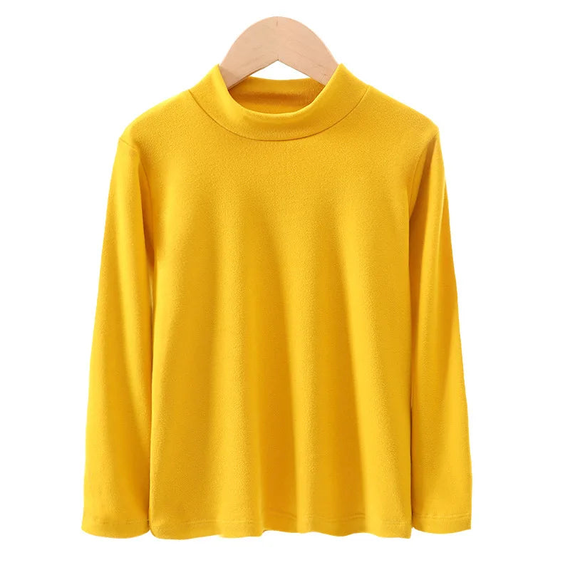 Kids Turtleneck Thermal T-Shirt — Soft Warm Fleece Long Sleeve Base Layer for Boys & Girls