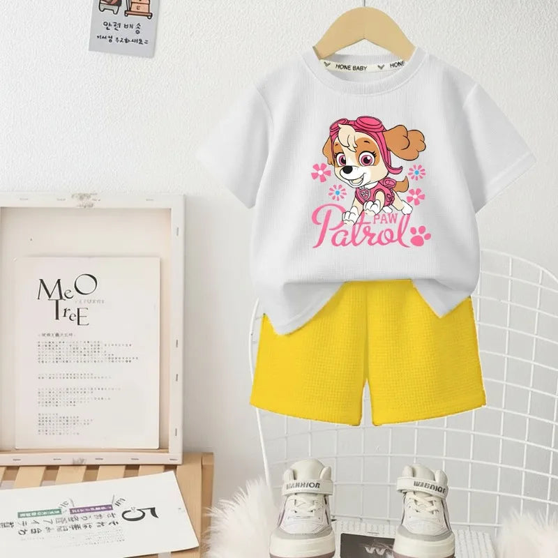 PAW Patrol Girls Casual Shorts Set — T-Shirt & Shorts 2-Piece Summer Sportswear
