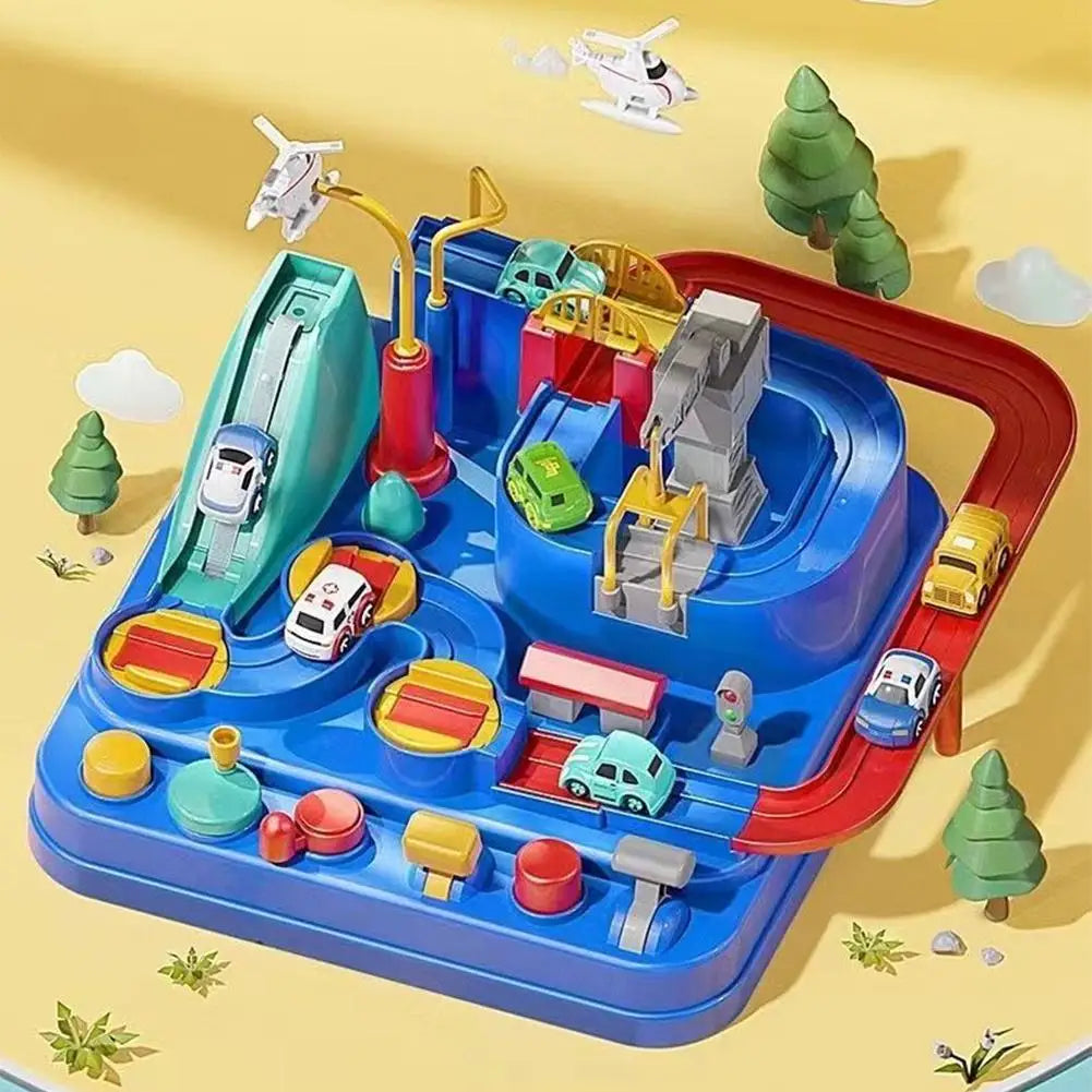 Kids Racing Rail Car Track Set — Space & Animal Adventure Toy