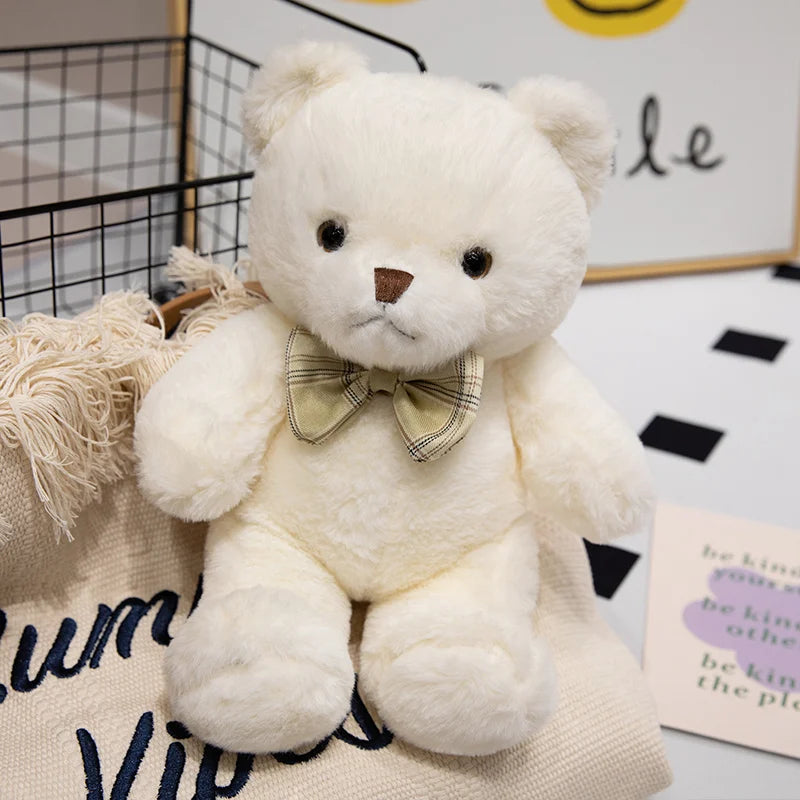 Kawaii Bow Tie Teddy Bear Plush Toy 30cm — Soft Stuffed Bear for Kids & Gifting