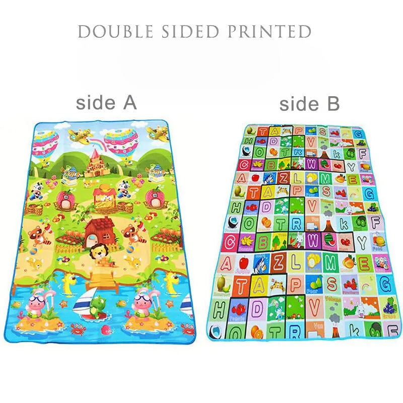 Double-Sided Baby Play Mat — Animal Kids Rug for Crawling & Floor Play