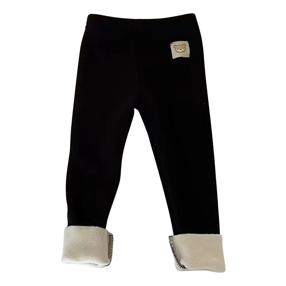 Kids Plush Warm Trousers — Soft Stretchy Animal Print Winter Pants for Boys & Girls Ages 1–8