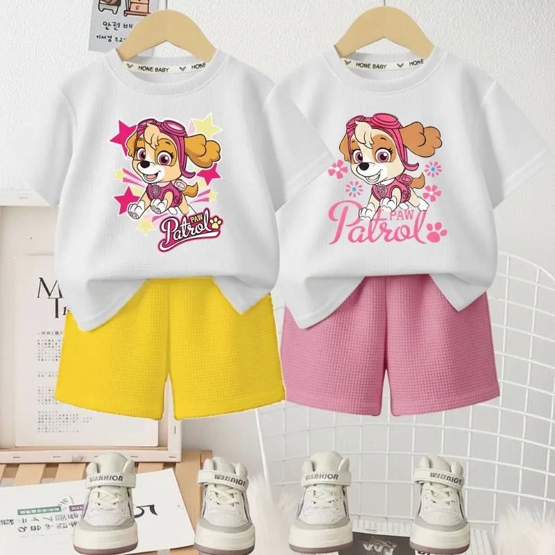 PAW Patrol Girls Casual Shorts Set — T-Shirt & Shorts 2-Piece Summer Sportswear