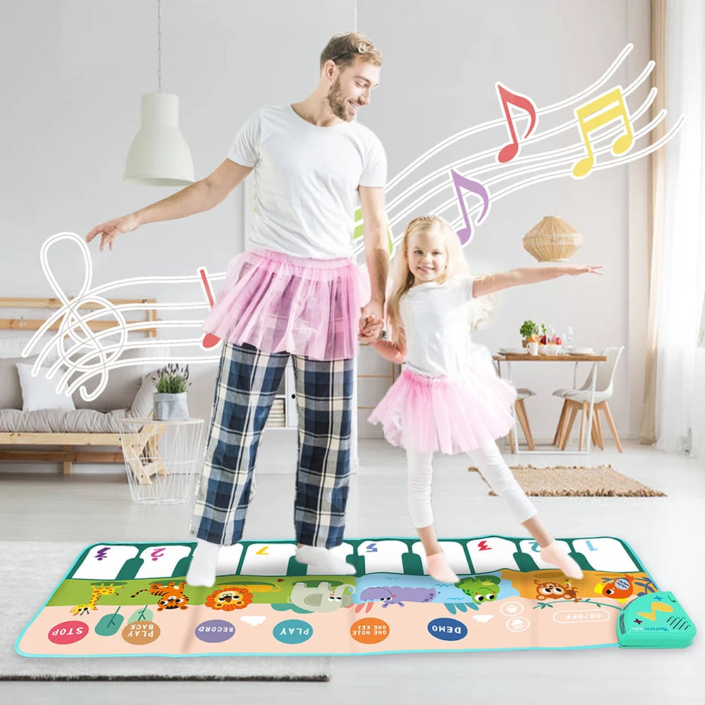 Kids Musical Piano Mat — Floor Keyboard Dance Mat with 8 Animal Sounds
