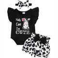 Baby Newborn Romper & Shorts Set — 3-Piece Summer Outfit with Headwear for Girls 0–24M