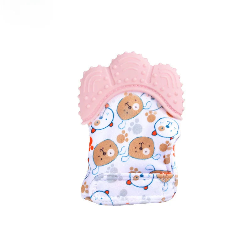 Cartoon Baby Teether Mittens — Anti-Scratch Chewing Gloves for Infants
