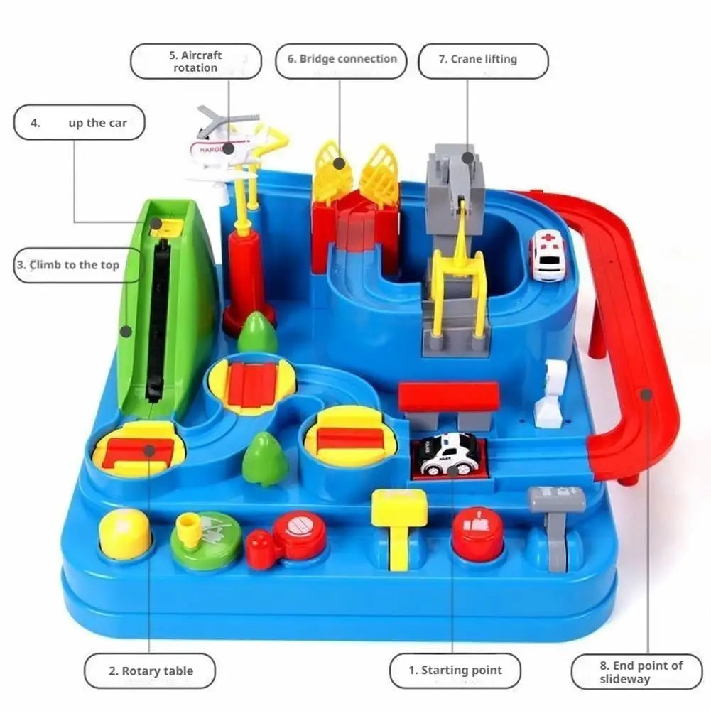 Kids Racing Rail Car Track Set — Space & Animal Adventure Toy