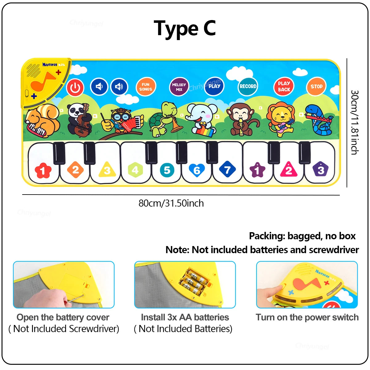Piano Dance Mat for Kids 80x30cm — Musical Floor Keyboard with Demo Songs