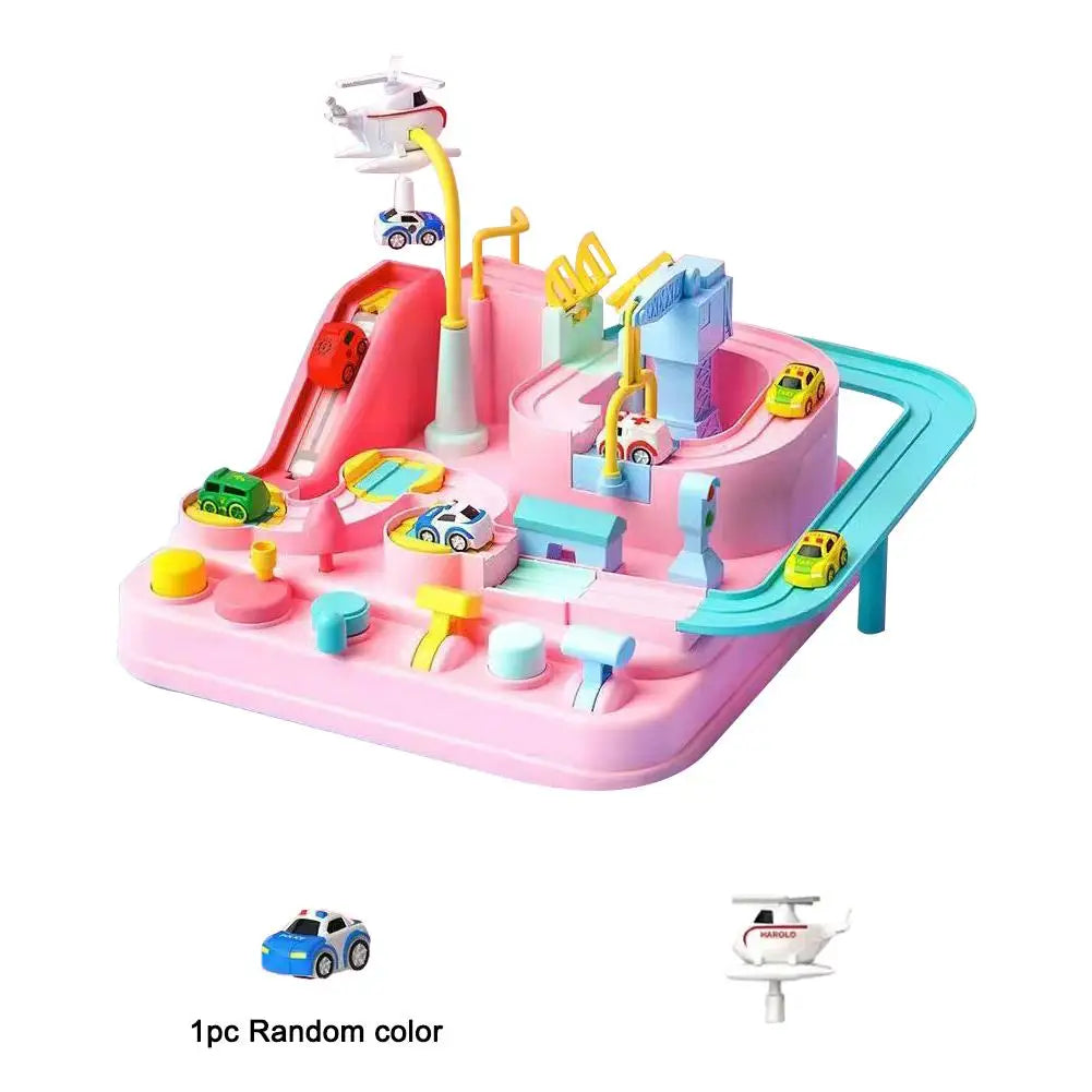 Kids Racing Rail Car Track Set — Space & Animal Adventure Toy