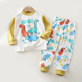 Spring Autumn Sleepwear Kids Comfort Cotton Pajamas Set Durable and Soft Unisex Cartoon Dinosaur for Boy Girl Children Clothes