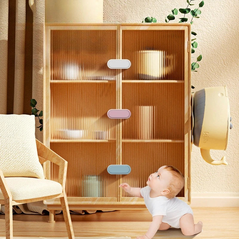Latch Cabinet Door Protection 5pcs Children's Drawer Safety Baby Anti Pinch Hand Invisible Lock Opposite Door Wardrobe Lock
