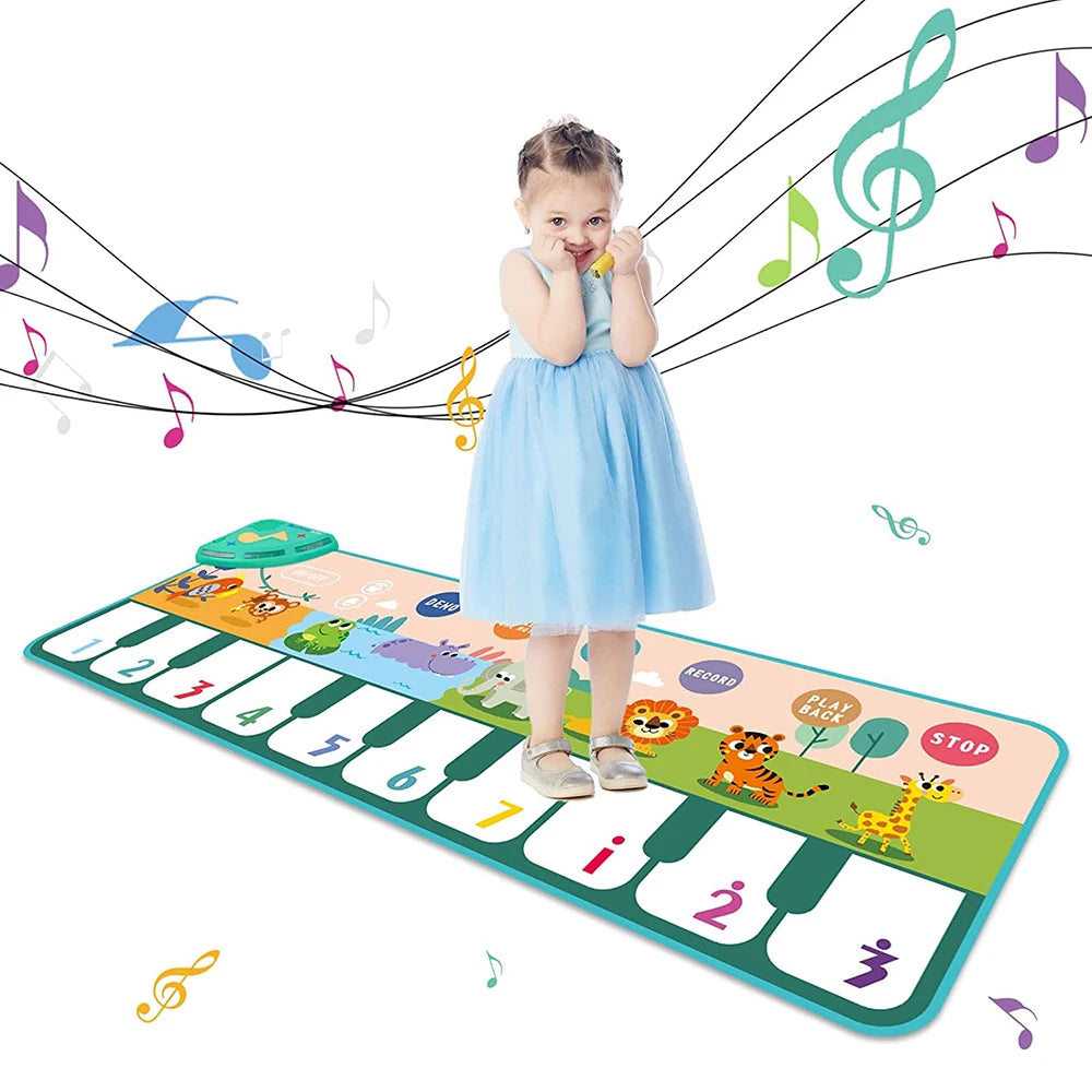 Kids Musical Piano Mat — Floor Keyboard Dance Mat with 8 Animal Sounds