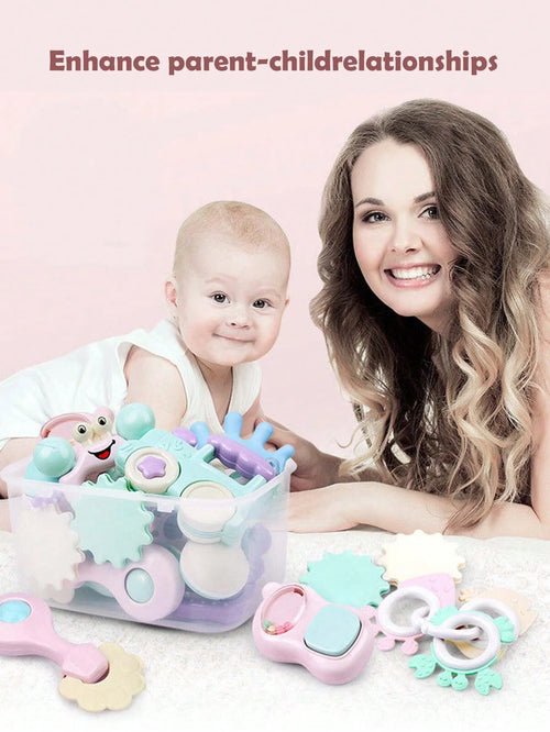 16-Piece Baby Rattle & Teether Toy Set — Newborn Sensory STEM Gift