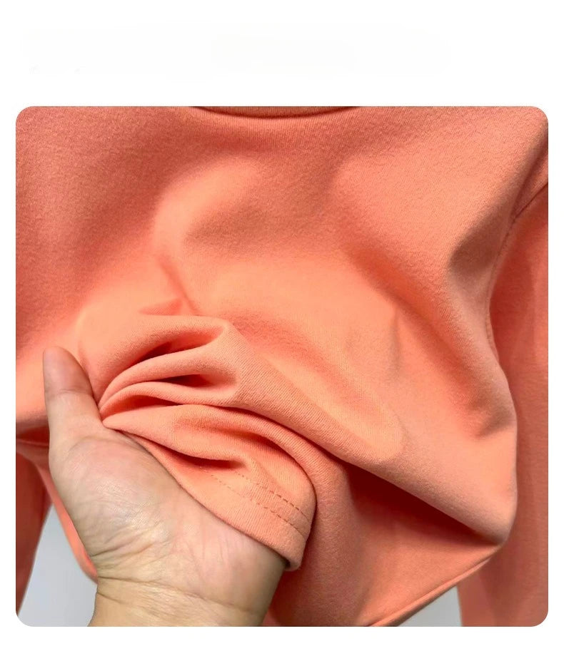 Winter Baby Warm Top Boys Girls Velvet Inner Solid Color Bottom Children's Half High Collar Long Sleeve T-shirt Kids Clothes