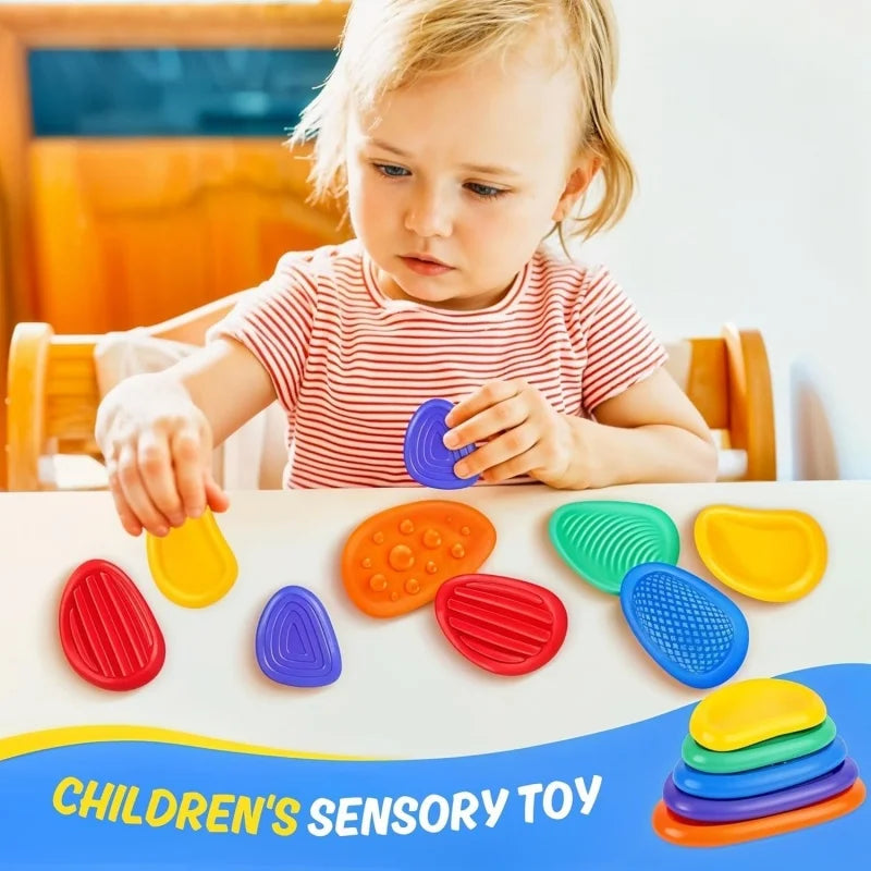 Sensory Worry Stones for Kids — 6-Piece Silicone Fidget Stone Set for Autism & Anxiety
