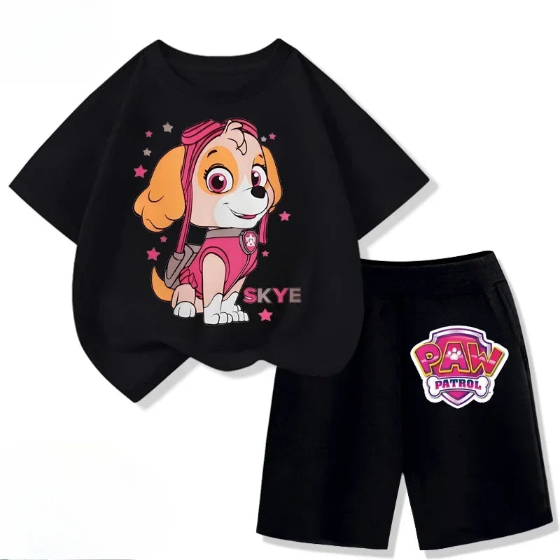 PAW Patrol Girls Summer Outfit Set — Short Sleeve Top & Shorts 2-Piece Casual Set