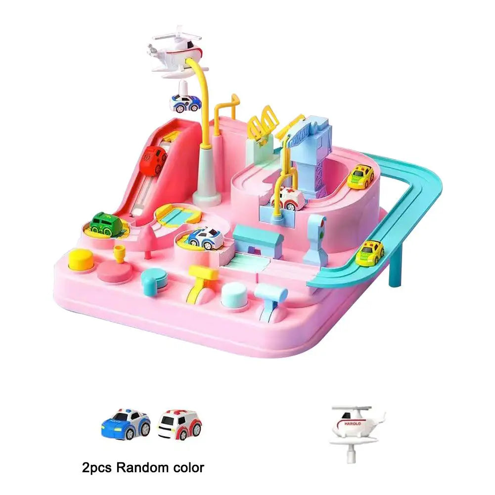 Kids Racing Rail Car Track Set — Space & Animal Adventure Toy
