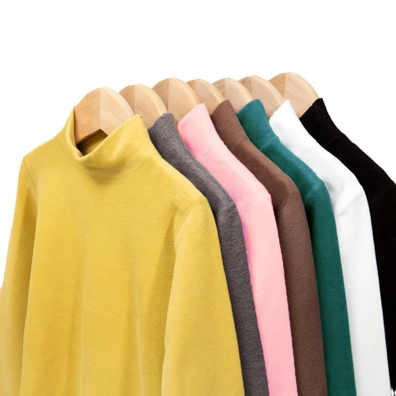 Kids Turtleneck Thermal T-Shirt — Soft Warm Fleece Long Sleeve Base Layer for Boys & Girls