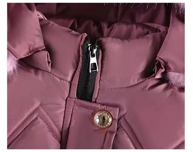 Girls Winter Puffer Jacket — Hooded Warm Snow Coat with Waist Belt & Pockets Ages 7–12