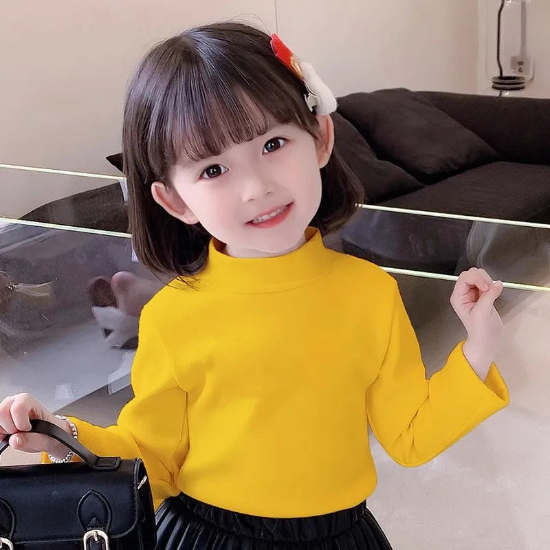 Kids Turtleneck Thermal T-Shirt — Soft Warm Fleece Long Sleeve Base Layer for Boys & Girls