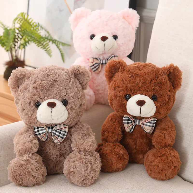 Soft Kawaii Teddy Bear Stuffed Animal 25/35cm — Bow-Knot Plush Doll for Kids & Gifting