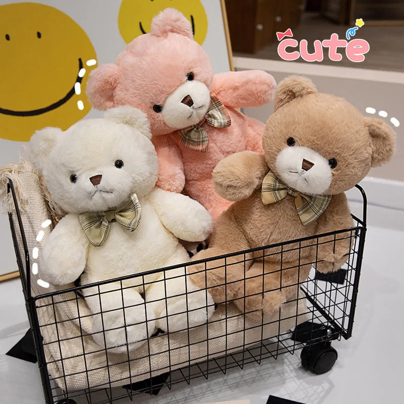 Kawaii Bow Tie Teddy Bear Plush Toy 30cm — Soft Stuffed Bear for Kids & Gifting