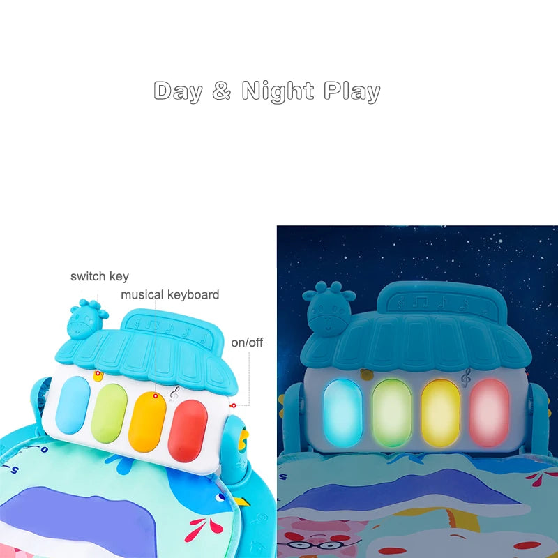 Musical Baby Activity Gym — Piano Keyboard Play Mat with Animal Sounds