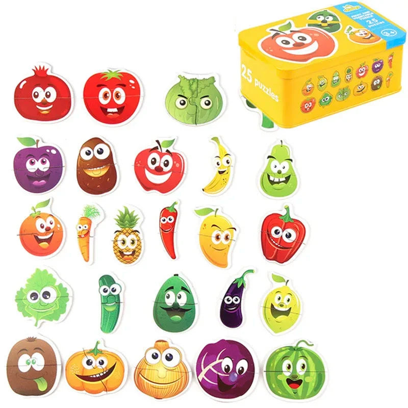 Baby Puzzle Montessori Educational Toys Wood 3D Puzzle Games Iron Box children Puzzles Jigsaw Wooden Puzzles For Kids 2 3 4 Year