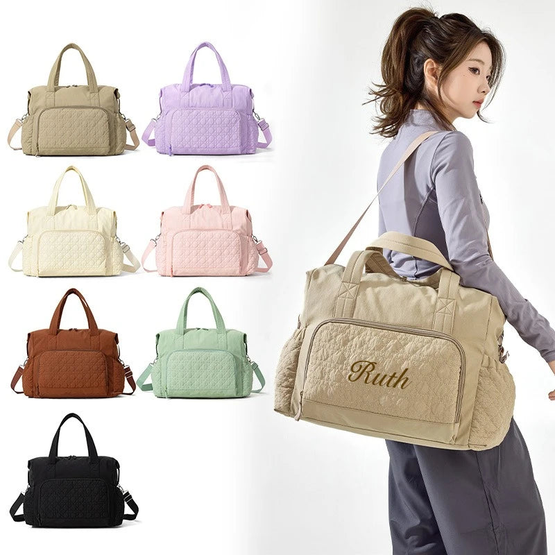 Personalized Large Capacity Mommy Bag for Women Tote Baby Diaper Nappy Bags Custom Baby Name Shoulder Solid Color Maternity Bags