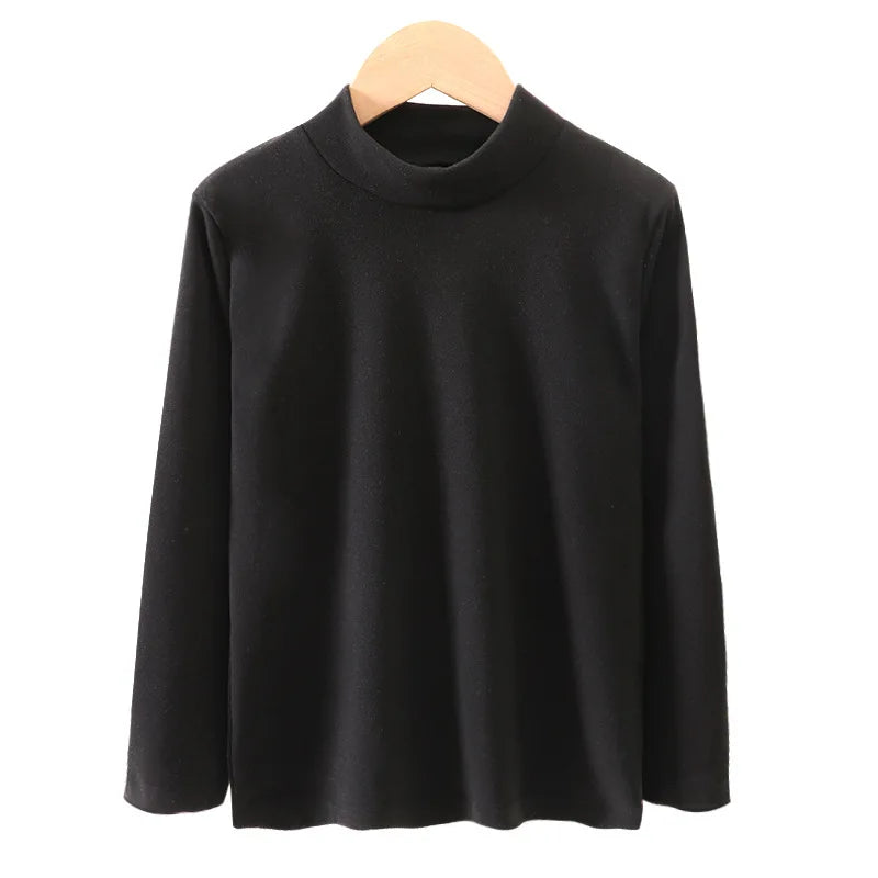 Kids Turtleneck Thermal T-Shirt — Soft Warm Fleece Long Sleeve Base Layer for Boys & Girls