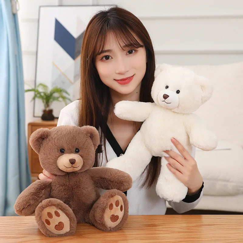 Kawaii Teddy Bear Plush Pillow Toy 25/35cm — Soft Bow-Knot Stuffed Bear for Kids