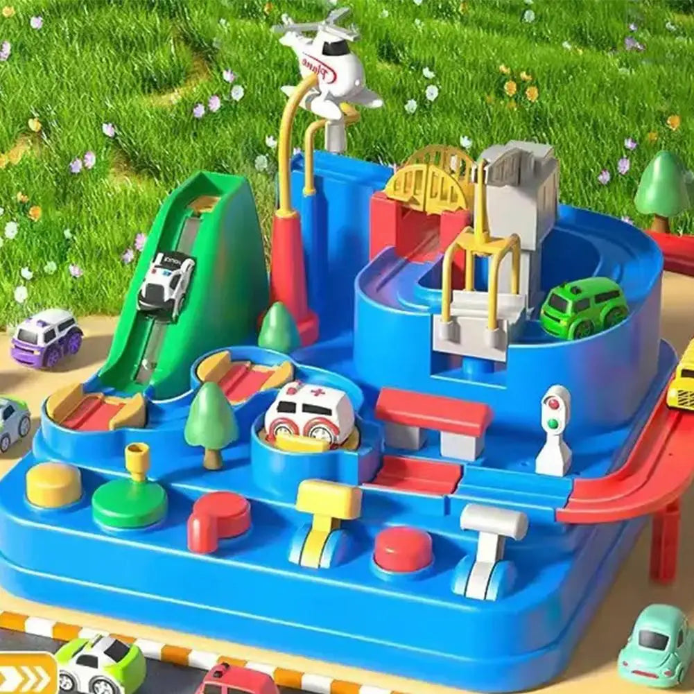Kids Racing Rail Car Track Set — Space & Animal Adventure Toy
