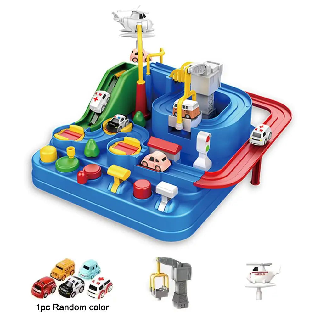 Kids Racing Rail Car Track Set — Space & Animal Adventure Toy