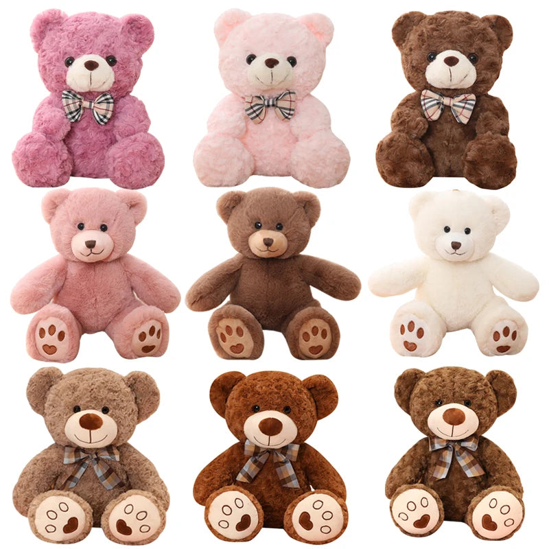 Soft Kawaii Teddy Bear Stuffed Animal 25/35cm — Bow-Knot Plush Doll for Kids & Gifting