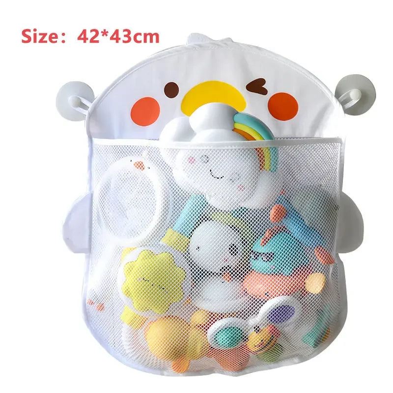 Baby Bathroom Mesh Bag with Sucker for Children Toys Kid Bathtub Doll Organizer Cartoon Animal Shapes Cloth Toys Storage Net Bag