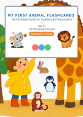 Toddler Learning Flashcards Bundle — Animals, Fruits, ABC, 123 & Numbers (4 Printable Sets)