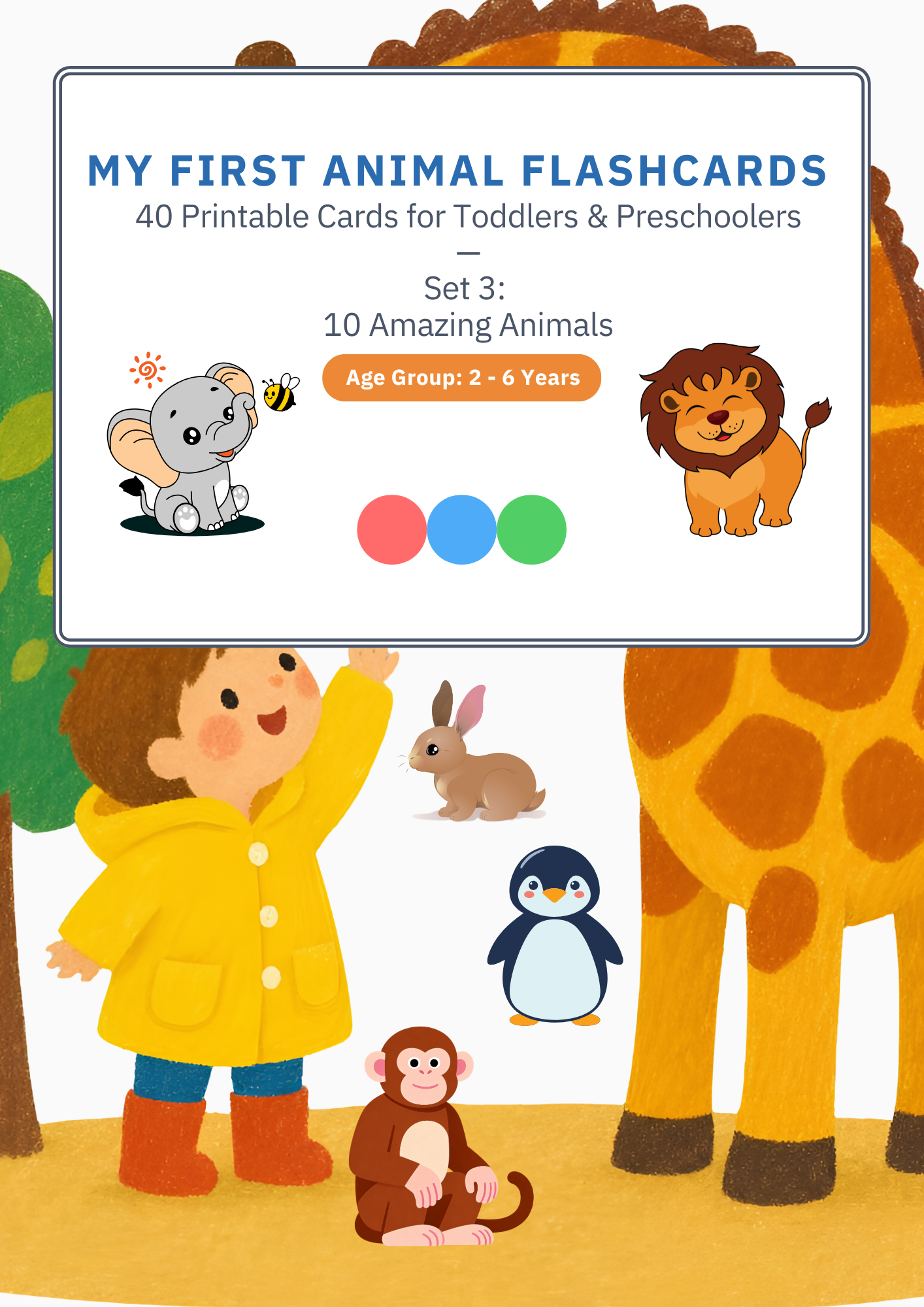 Toddler Learning Flashcards Bundle — Animals, Fruits, ABC, 123 & Numbers (4 Printable Sets)